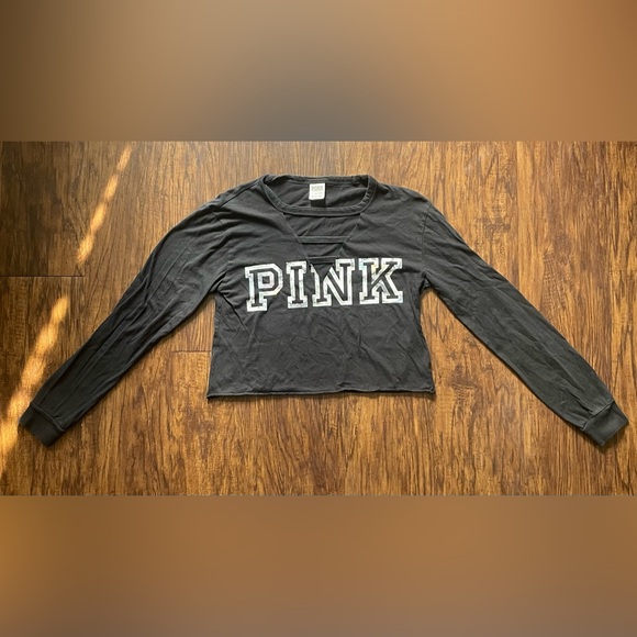 PINK Victoria's Secret Black Cutout Long Sleeve Tee - Picture 3 of 6